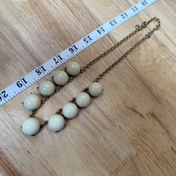J Crew Cream Bubble Statement Necklace Gold-Tone Chain 18 Inches Adjustable Wome - Picture 6 of 9